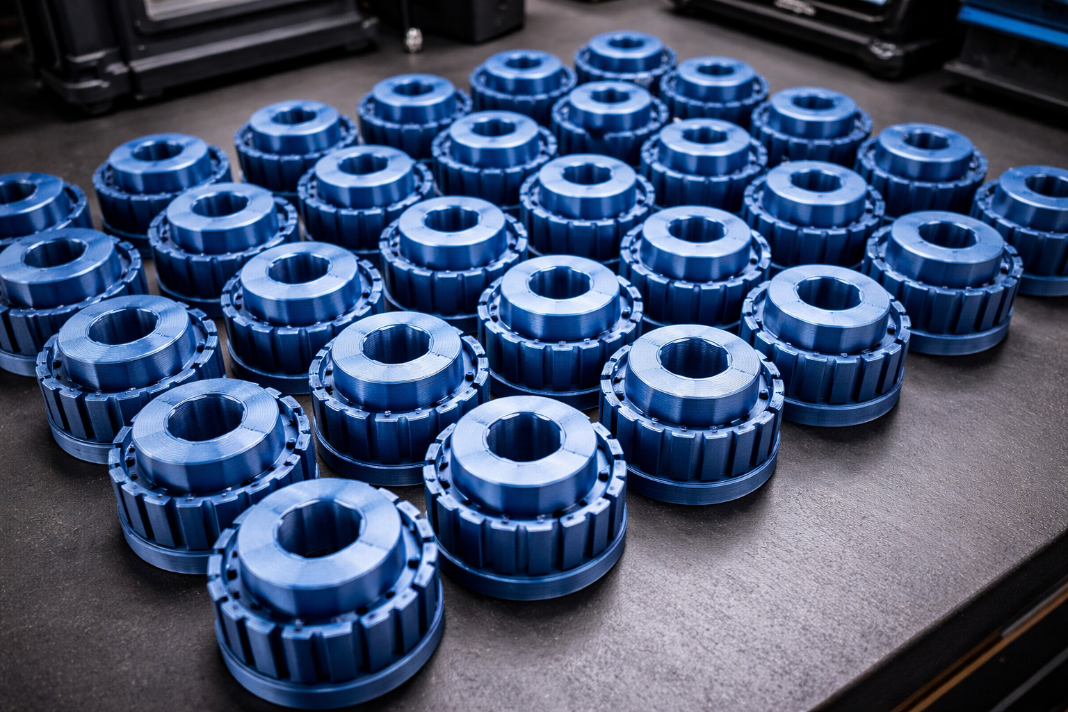 Small-batch 3D printed production run with identical parts manufactured by NixterForge